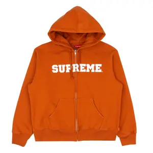 Supreme Collegiate Applique Zip Up Hooded Sweatshirt Rust