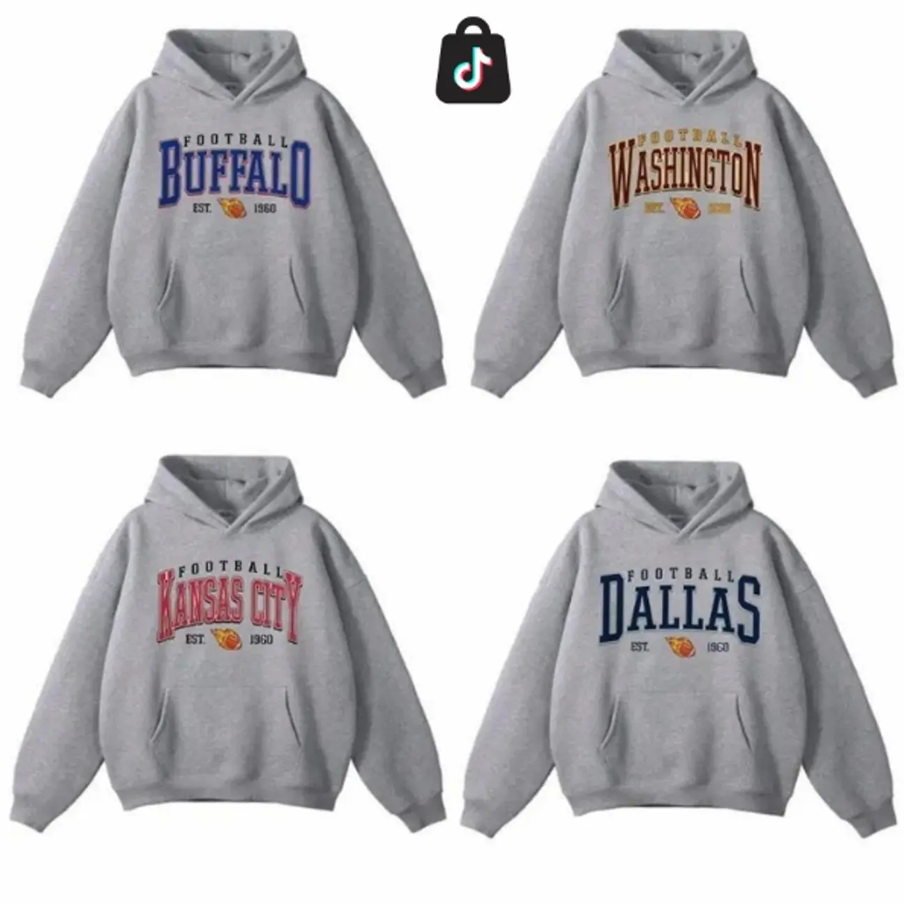 [Sale off 50%] Vintage Ash Grey All Team Football Hoodie, Retro Varsity Graphic Unisex Pullover for Men and Women Christmas shirts for women for men SCS