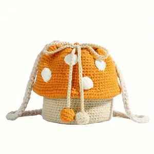 [Cute Crochet Bag] Exquisite Small Mushroom Cross Shoulder Bag |   Cute Homemade Crochet Weaving Material Package for Women Finished Product