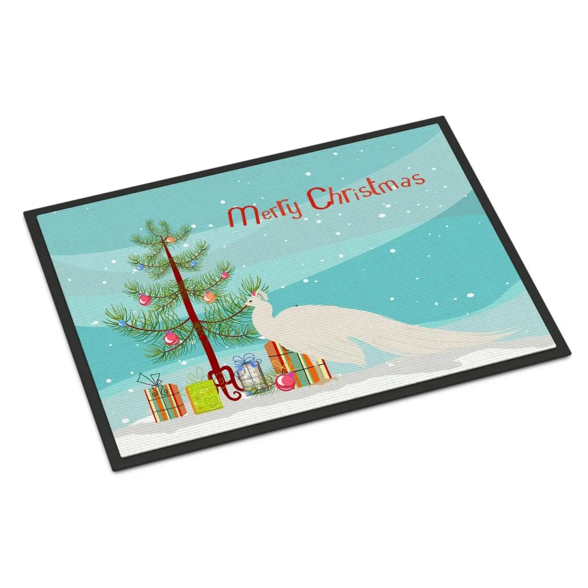 212 MAIN Fade-Resistant Peacock Print Christmas Mat - 18x27 in, Indoor/Outdoor Textile Rug