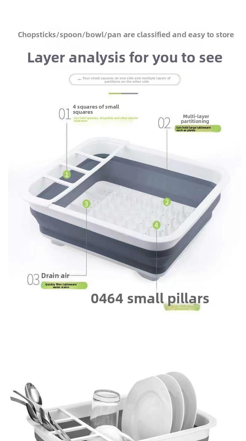 Foldable Dish Drying Rack, Portable Drying Basket, Utensil Storage Rack for Kitchen, RVs, and Camping