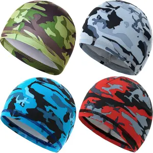 4 Pieces Skull Caps Running Cycling Beanie Hats Breathable Helmet Liner Sleep Hats for Men Women