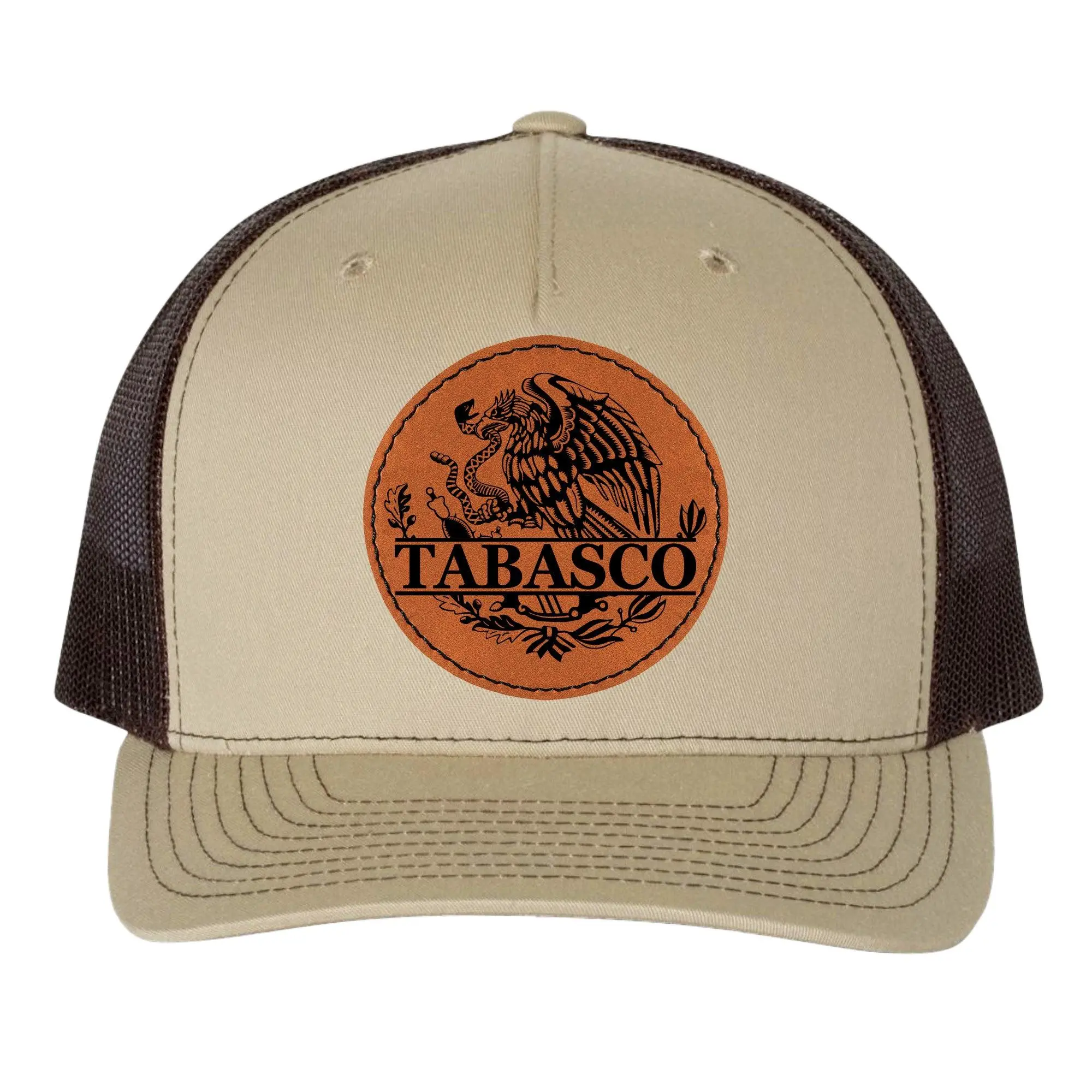 Tabasco Mexico Eagle Leather Patch Hat Trucker Hat Baseball Cap