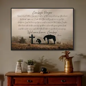 Darrell Rustic Western Wall Art Poster Unframed - Cowboy Prayer Quote For Rustic Bedroom Decor - Welcome Home Cowboy Heartfelt Art