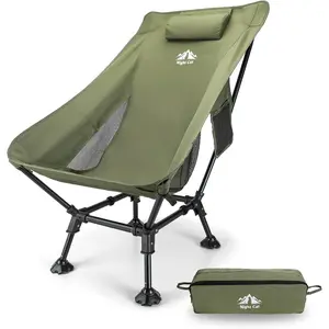 Night Cat High-Back Camping Chair Lightweight Comfortable Backpacking Chair 40"D x 25"W x 40"H with Head Support Anti-Sinking Feet for Hiking Lawn Mountain 330 LBS Green