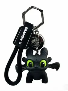 Train Your Dragon Keychain Glows in Dark Mini Dragon Design Pendant with Moving Wings, Fashion Car Decor Gift Christmas Birthday Present