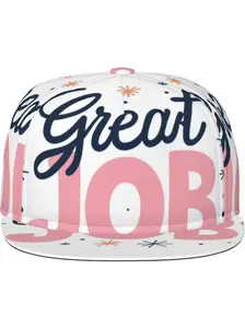 Great Job Vector Illustration Hip Hop Flat Brim Cap, Stylish Casual Headwear, Perfect for Daily Wear & Street Style