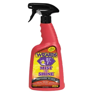 Wizards Mist-N-Shine Professional Detailer - 8 oz, 22 oz, Gallon - Multi-Use Glass Cleaner for Vehicles - Adds Gloss to Paint, Chrome & Glass - Anti-Static, No Wax - Made in USA