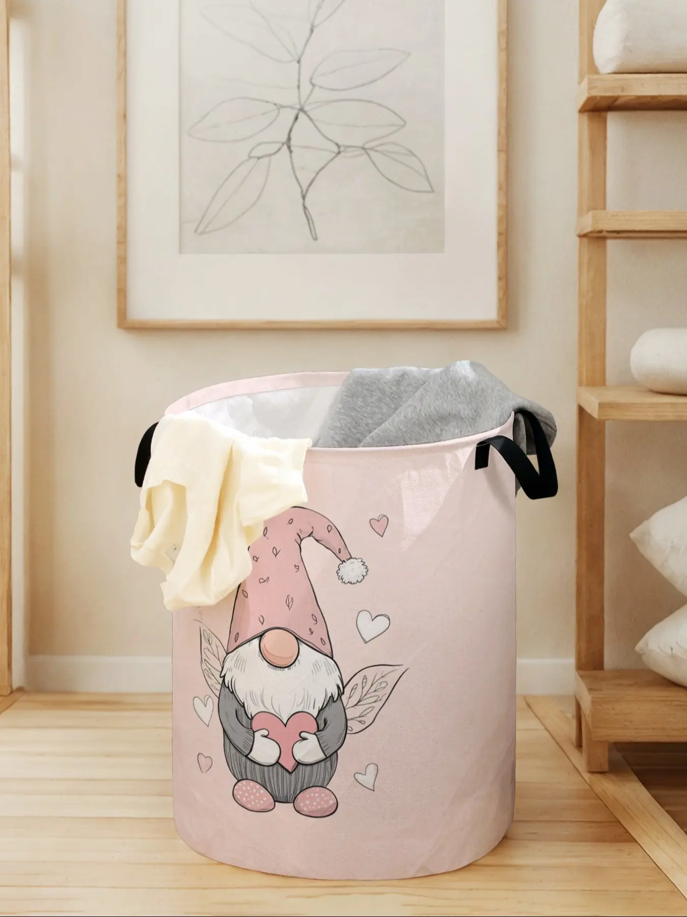Christmas Dwarf Printed Laundry Basket with Handle, Durable Foldable Storage Bin, Large Capacity Toy Organizer, All Seasons Use