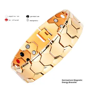 Premium Titanium Steel Magnetic Energy Bracelet for Male, 227mm Perimeter Pure Titanium Bangle with Germanium Magnetic Stones, Daily Wear Valentine Gift