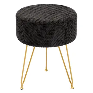 Elegant Velvet Vanity Stool for Dressing Table, Round Makeup Stool with 4cm Thick Cushion, 350 lbs Heavy Duty Ottoman Footrest for Bedroom Bathroom
