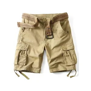 AKARMY Camo Cargo Shorts for Men Cotton Casual Wild Outdoor Work Relaxed Fit Shorts with Multi-Pockets 8069-kaqi (No Belt) Menswear Plain