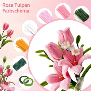 Handmade Bouquet Making Kit, 13 Vibrant Colors, 800 Flexible Pipe Cleaning Brushes, Soft Bendable Art Stems, Ideal for Weddings, Parties, Crafts