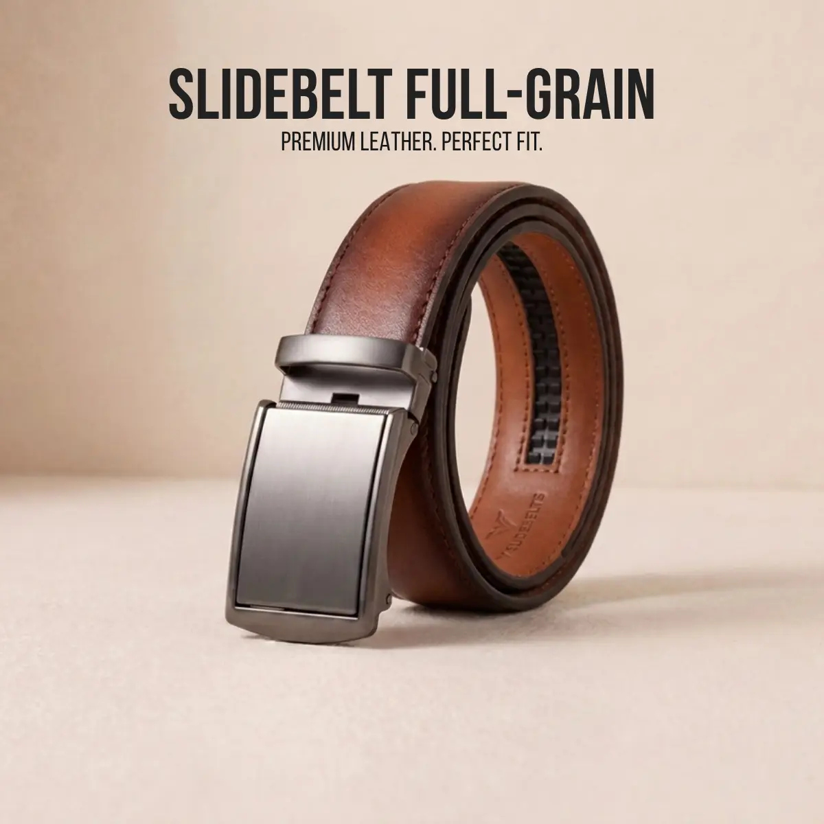 Cognac Full Grain Leather Belt - Brown Aniline Classy Fashion Accessory with Belt Buckle for Daily Wear, Brown Belt
