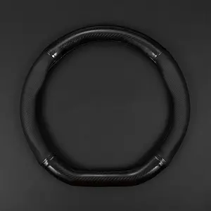 Car Steering Wheel Cover for Universal, Carbon Fiber Anti-Skid Steering Wheel Cover Car Interior Accessories for Men and Women,D -Shaped
