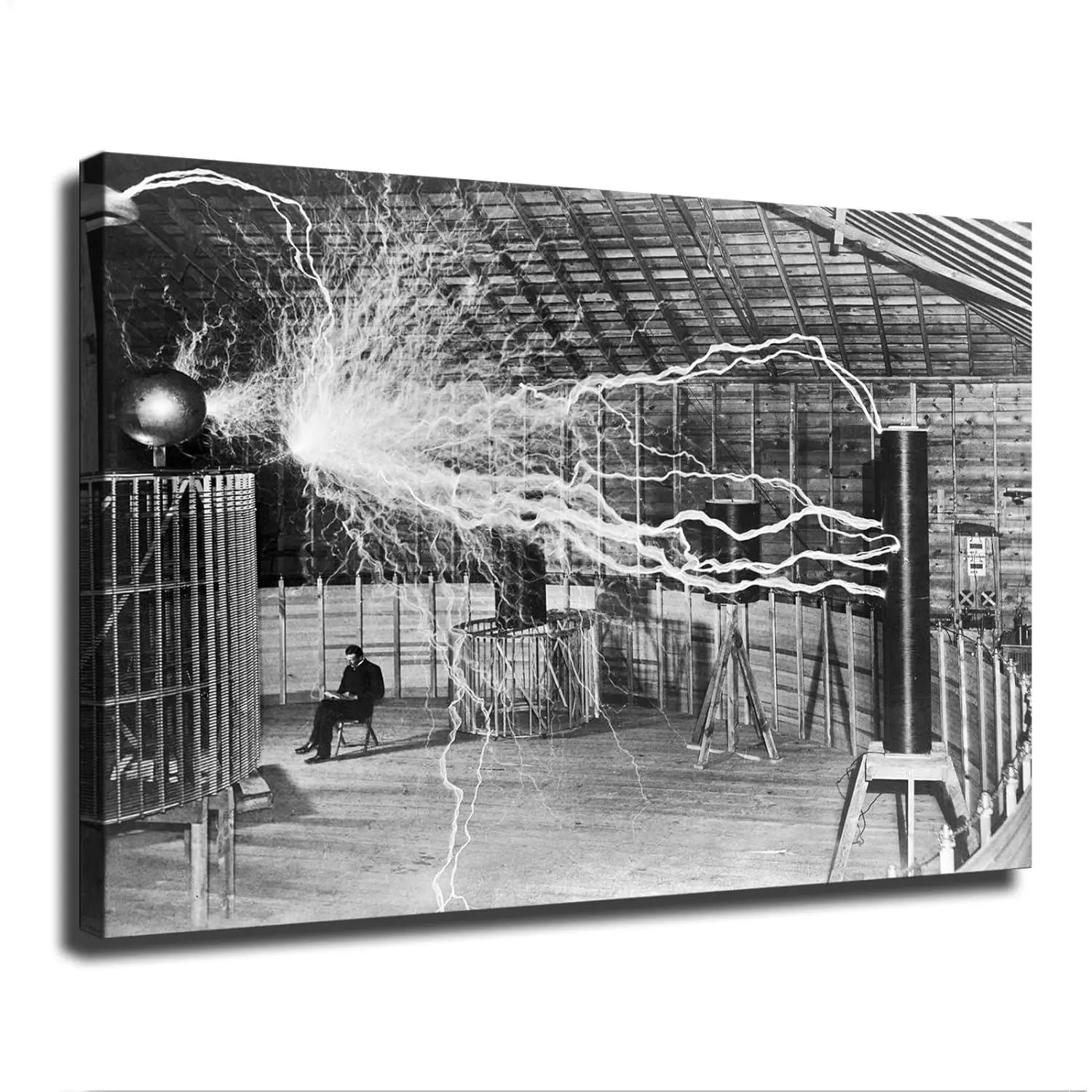 Laboratory Discharge Experiment Retro Black and White Poster Canvas Wall Art Painting Print Painting Suitable for Bedroom Dormitory Living Room and Other Home Decor