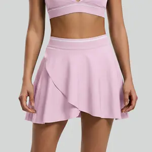 Women's  Flowy Athletic Skorts with Pockets, Black/Pink Quick Dry Tennis Skirt with Built-in Shorts, High Elastic Waistband Golf Skort for Running Workout Gym Fitness Yoga Pilates Dance, Breathable Sporty Pleated Skort for Summer Casual Activewear
