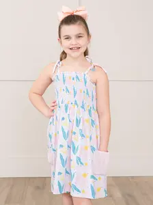 Blush Summer Floral Smocked Tie Dress