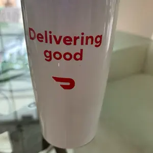 DoorDash Cup - White with Red Text, Reusable Drinkware