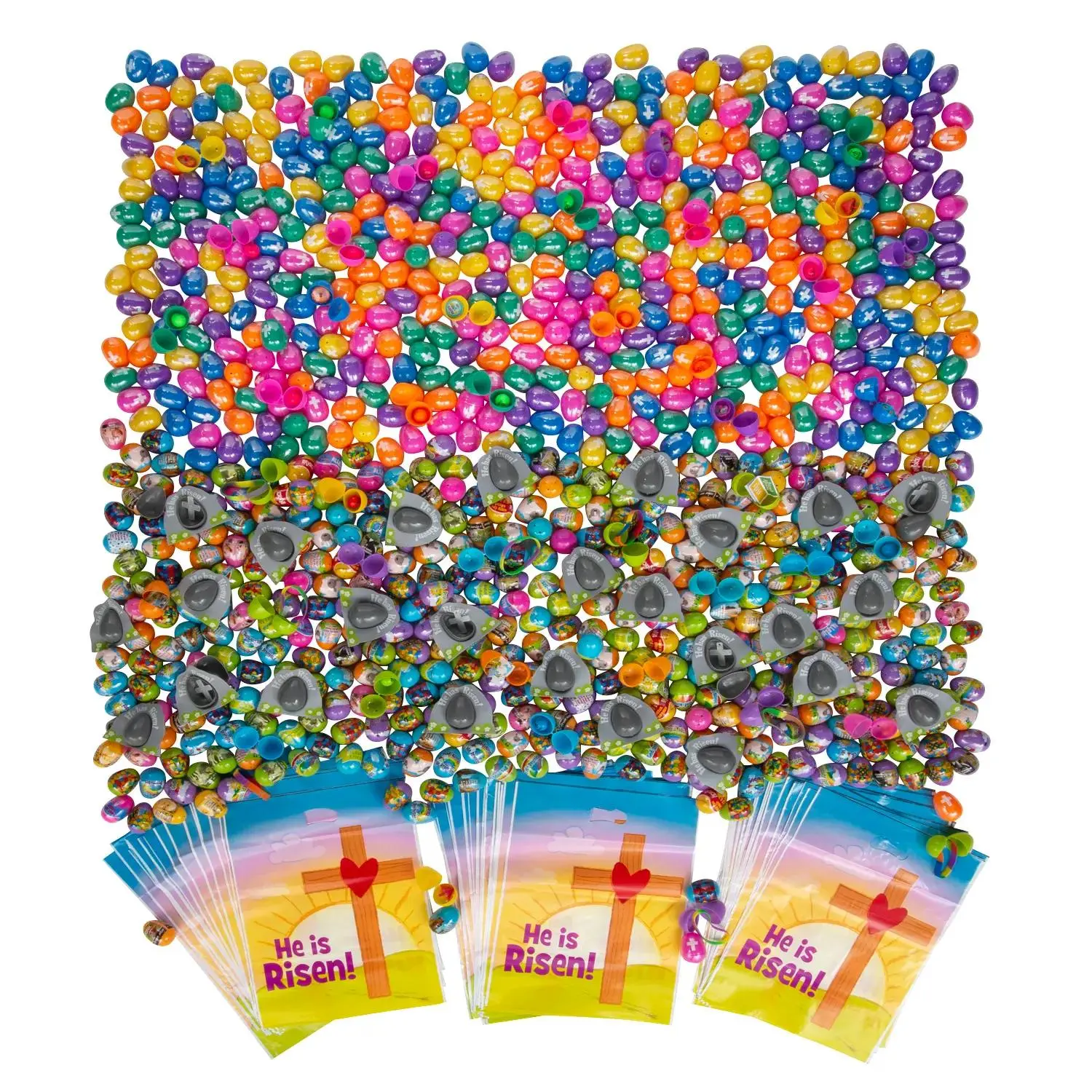100-Count Bulk 2" Plastic Traditional Religious Toy-Filled Easter Egg Hunt Kit, Festive Party Supplies for Holiday Party Favors & Game Accessories