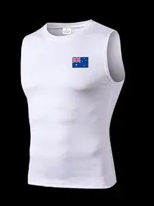 Men's Short Sleeve Sporty Top, Quick-Dry Breathable Moisture-Wicking, Australian Pattern, Slim Fit, Ideal for Gym, Running, Boxing, Outdoor Activities