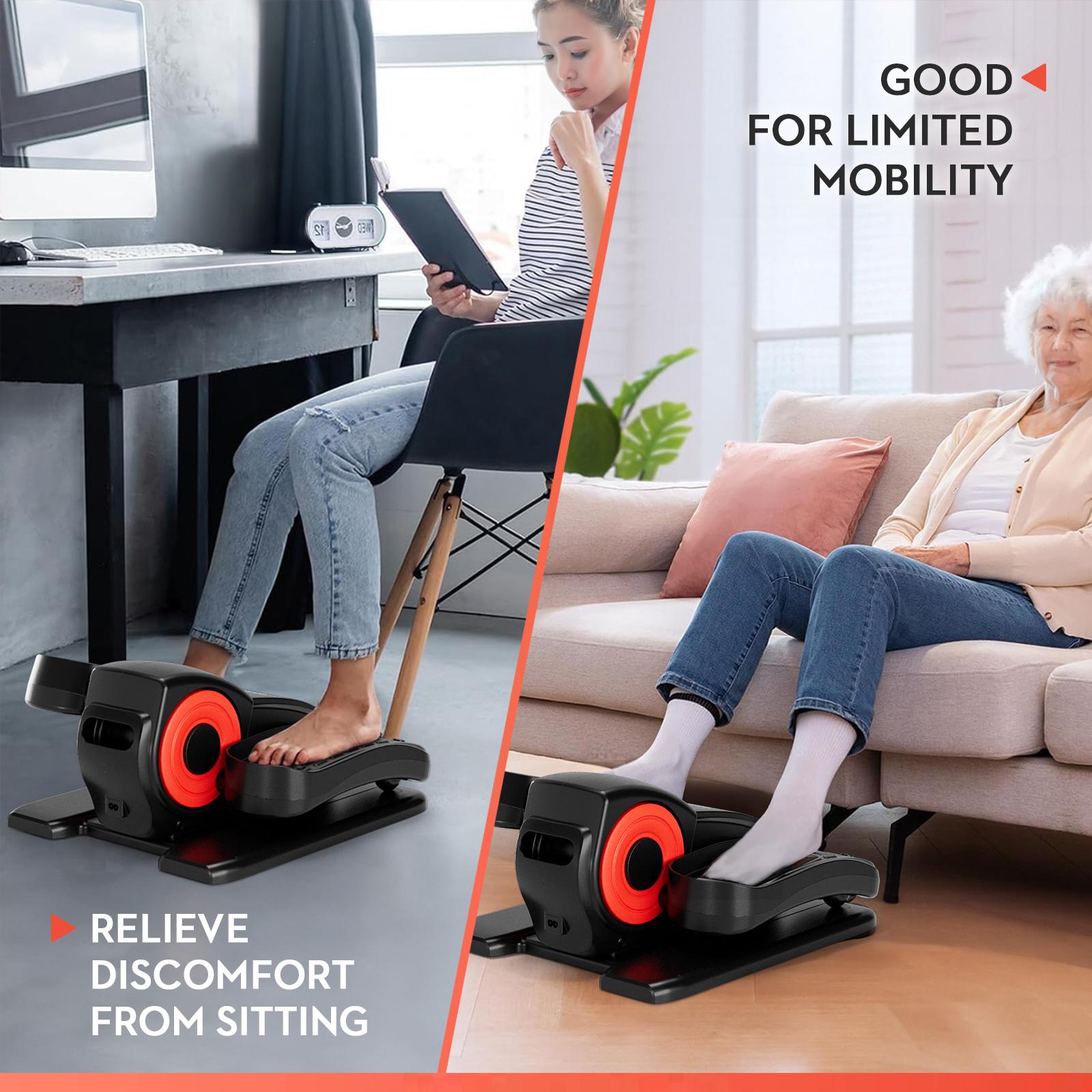 Under Desk Elliptical Trainer, Whisper-Quiet Seated Leg Exerciser for Home Office, Compact Pedal Machine for Seniors & Mobility Support, Adjustable Resistance & LCD Monitor