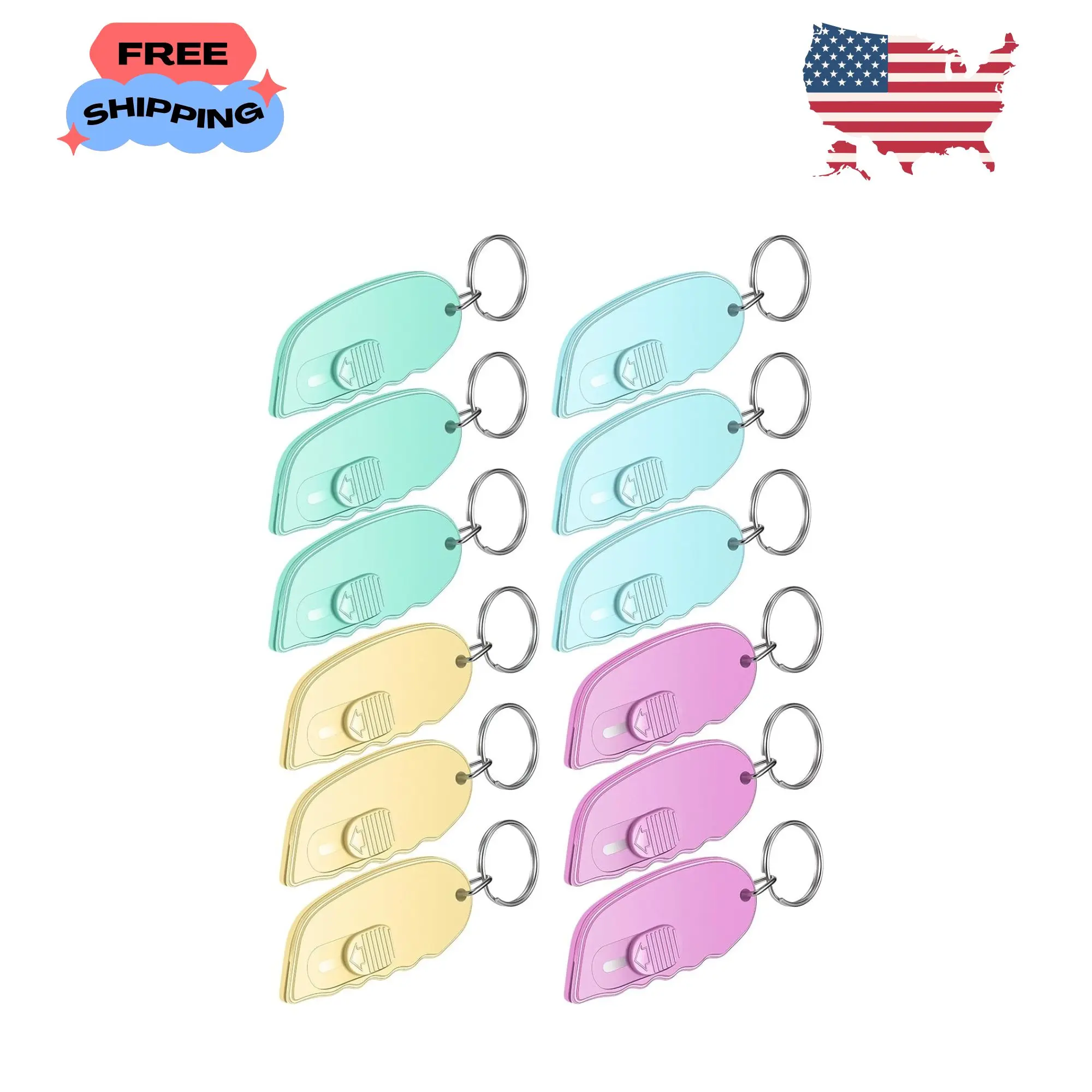 12 Pack Mini Box Cutter Portable Mini Keychain Box Cutter (Brightly Color)