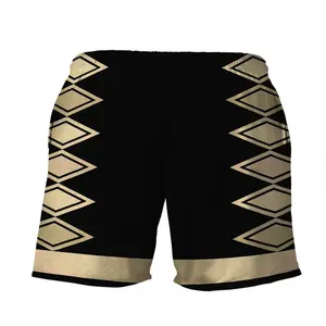 Gearhumans 3D Power Ranger Black Dino Thunder Shorts