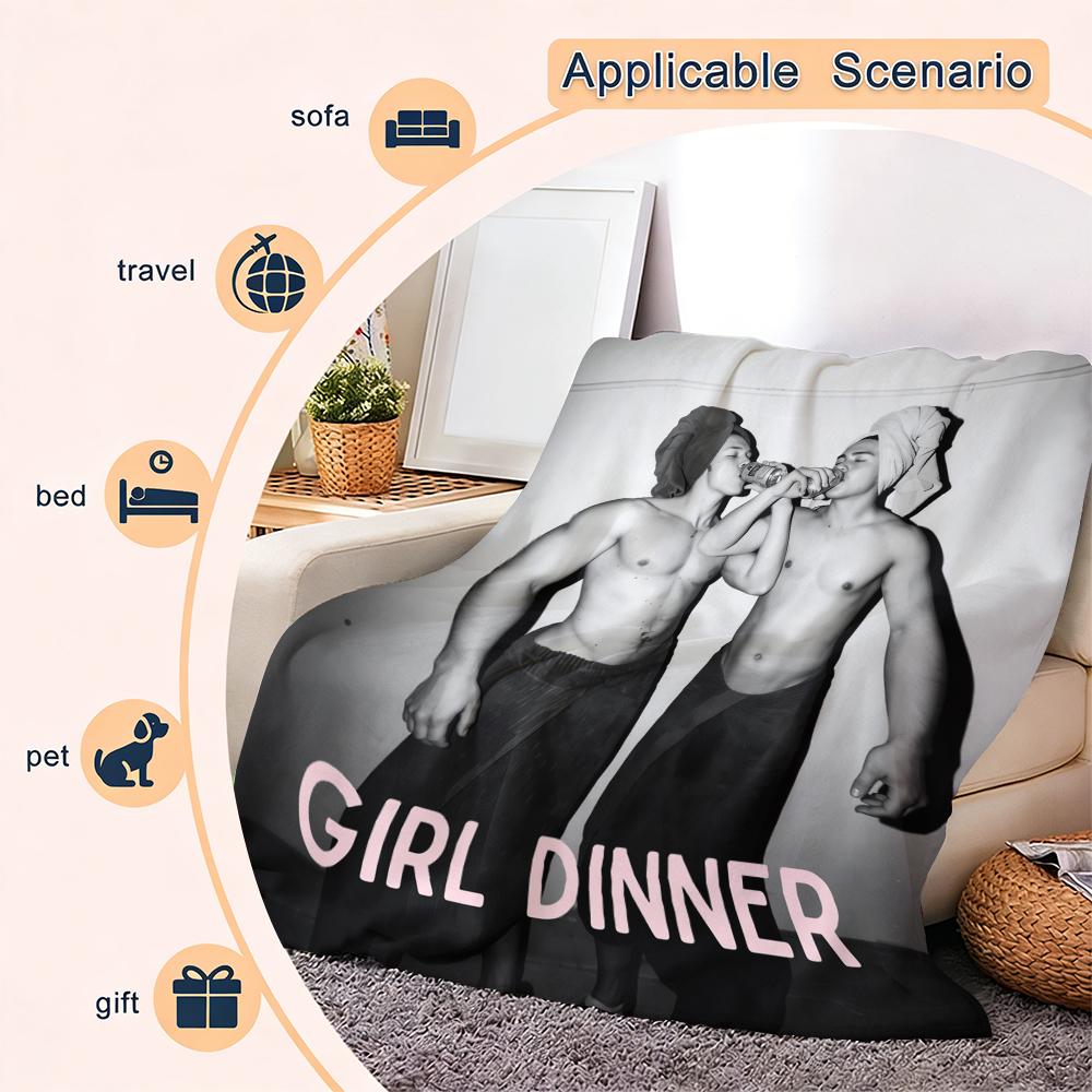 Viral "Girl Dinner" Throw Blanket – Ultra-Soft Plush for Meme Lovers & Gay Vibes! Viral Trend Blanket – A Hilarious Present for Anyone Obsessed with Girl Dinner Eye-Catching Design to Add Humor to Any Space!