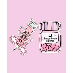 Omegaverse BL Stickers | Heat Suppressant & Scent Blocker | 3" Glossy Holographic Yaoi Sticker Pack