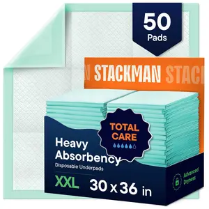 Disposable 30x36 Underpads [50-Pack] Absorbent Fluff Protective Bed Incontinence Pads Extra Large Pee Pads for Kids Adults & Elderly Leak Proof Puppy Training Pads XXL