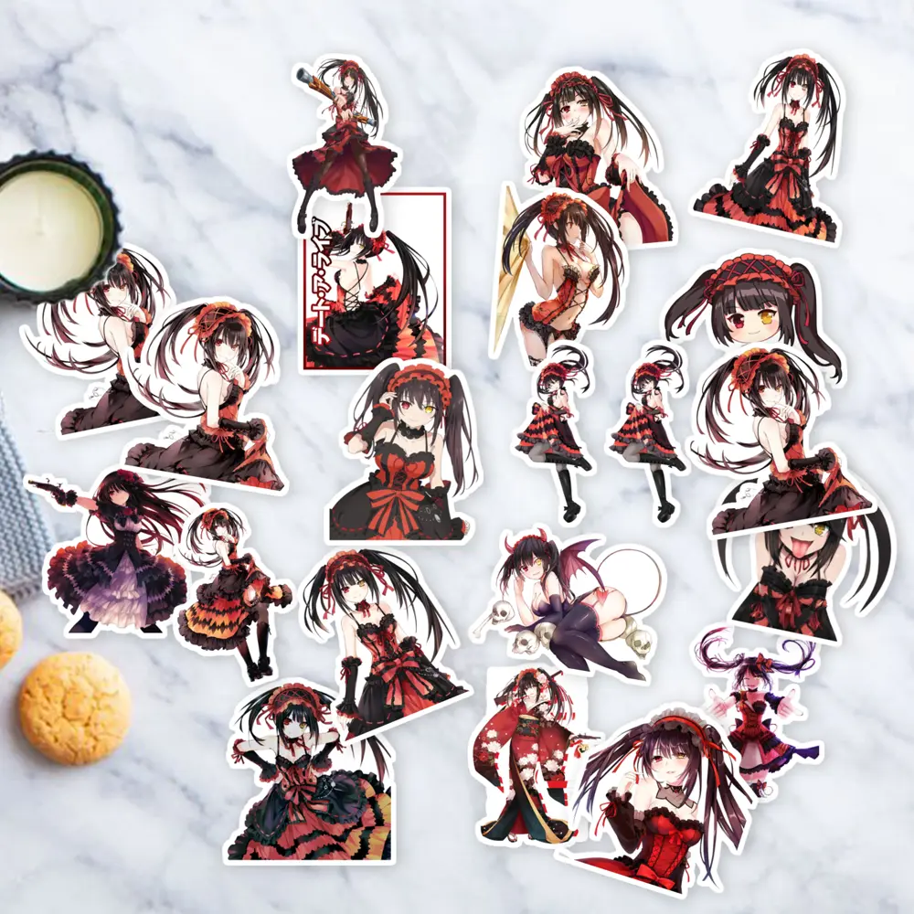 Stickers Pack 20 Pcs Kurumi Skateboard Tokisaki Bottle Vinyl Date Guitar Luggage A Bike Bumper Live Aesthetic Colorful Waterproof Water Laptop Car