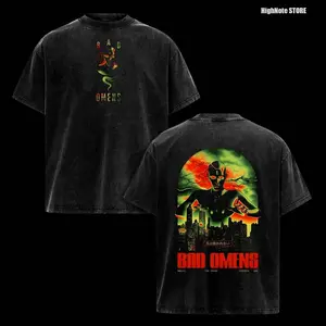 Bad Omens “The Drain” Vintage Acid Washed T-Shirt – Oversized Graphic Tee, Dark Alternative Metal Band Shirt, Cyberpunk City Aesthetic Streetwear, Neon Horror Artwork, Casual Soft Cotton Unisex Top, Men Women Wear, Gift for Bad Omens Fans EOM