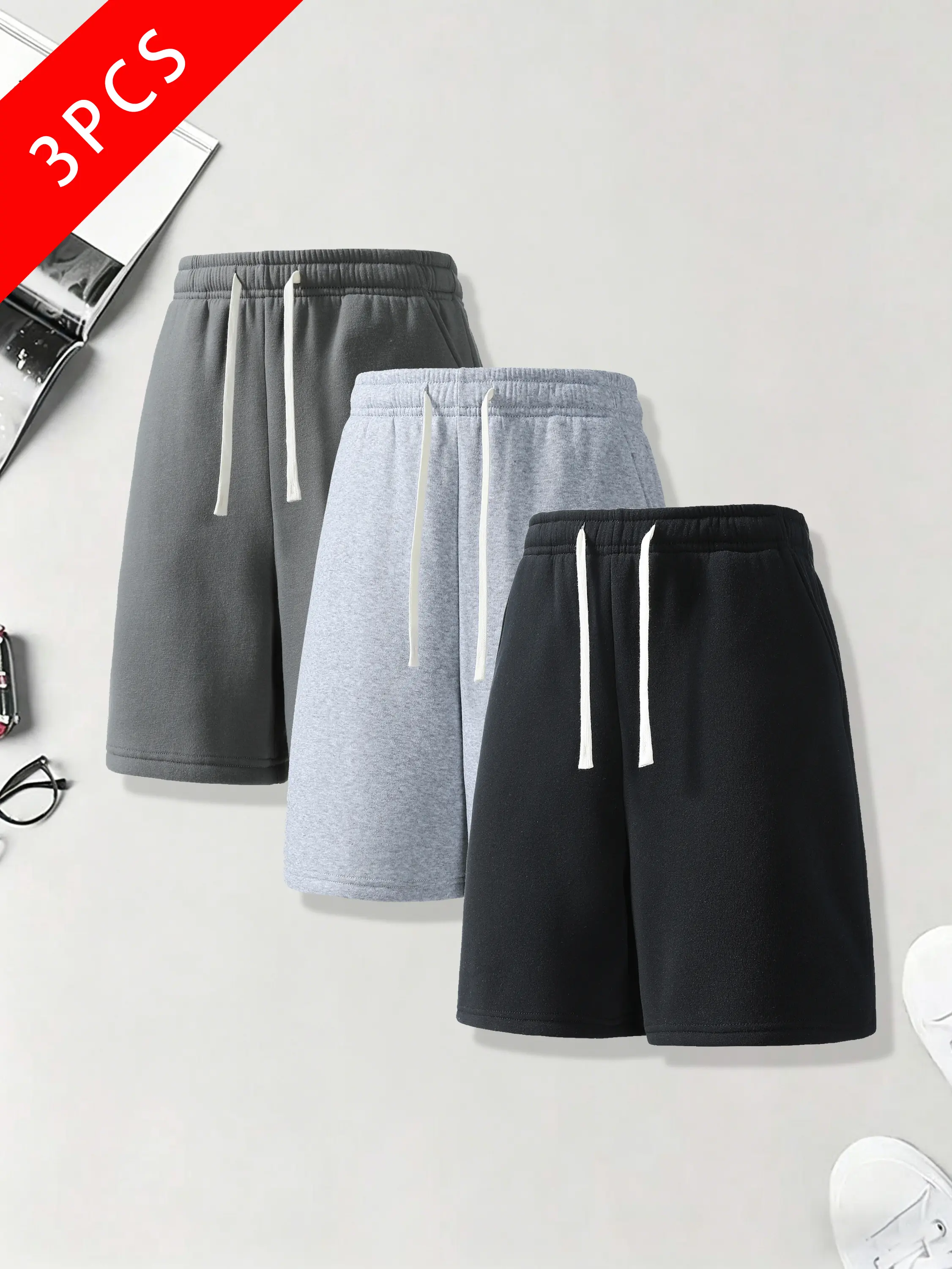 Men’s summer casual athletic shorts, loose straight cut, comfortable and breathable, simple and versatile