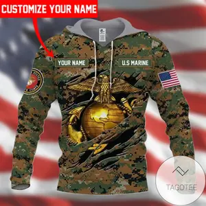Custom Name US Marine All Over Print 3D Hoodie