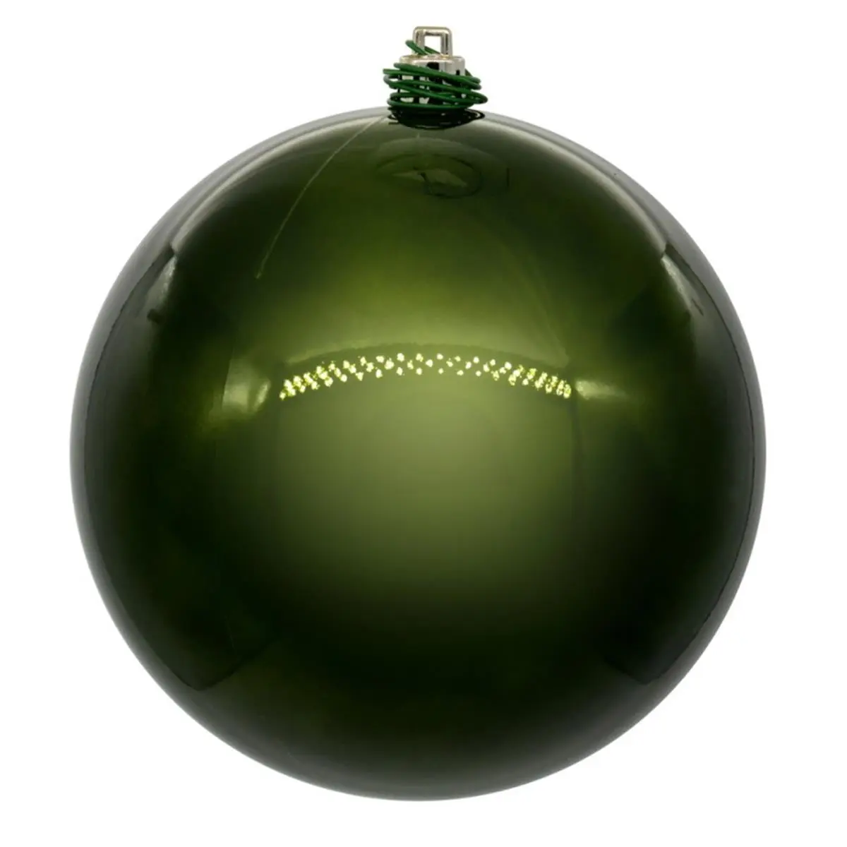 212 MAIN 3 in. Juniper Green UV-Resistant Pearl Plastic Round Sphere Hanging Ornaments, 12-Piece Bag, UV-Drilled, Shatterproof Durable, Outdoor Safe Patio Decoration, Festive Decor