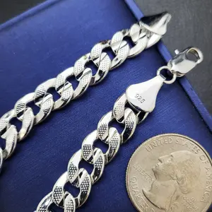 Premium 925 Silver plated Brass 10mm 20"~ 30" Miami Cuban Chain Bling Fashion Necklace