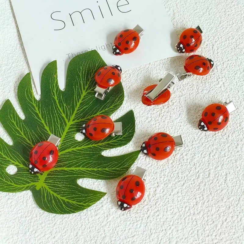 10pcs Ladybug Hair Clips for Daily Use, Cute and Durable Hair Accessories, Perfect for Women and Girls, Stylish and Functional Hairclips