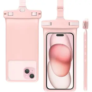 Waterproof Phone Pouch, Waterproof Phone Case for iPhone 16 15 14 13 12 Pro Max XS Samsung, IPX8 3D Cellphone Dry Bag Beach Essentials (1 Pack - Pink7.0, 7 inch)
