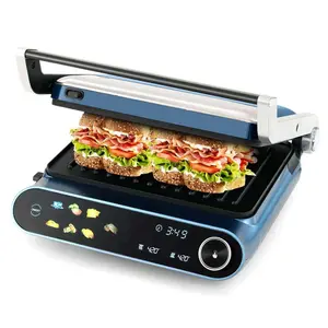 1200W Indoor Panini Electric Contact Grill With 2 Non-Stick Dishwasher-Safe Plates