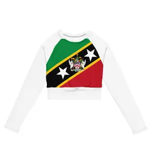 Women's St. Kitts Recycled Long-Sleeve Crop Tshirt, Streetwear Casual Style, Soft Fabric for Matching Bottoms