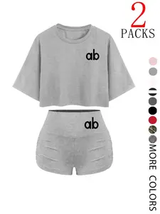 Women's Fitness Shorts Set, Elastic Waistband Design, Casual & Sports Wear, Perfect for Daily Use at Home or Gym