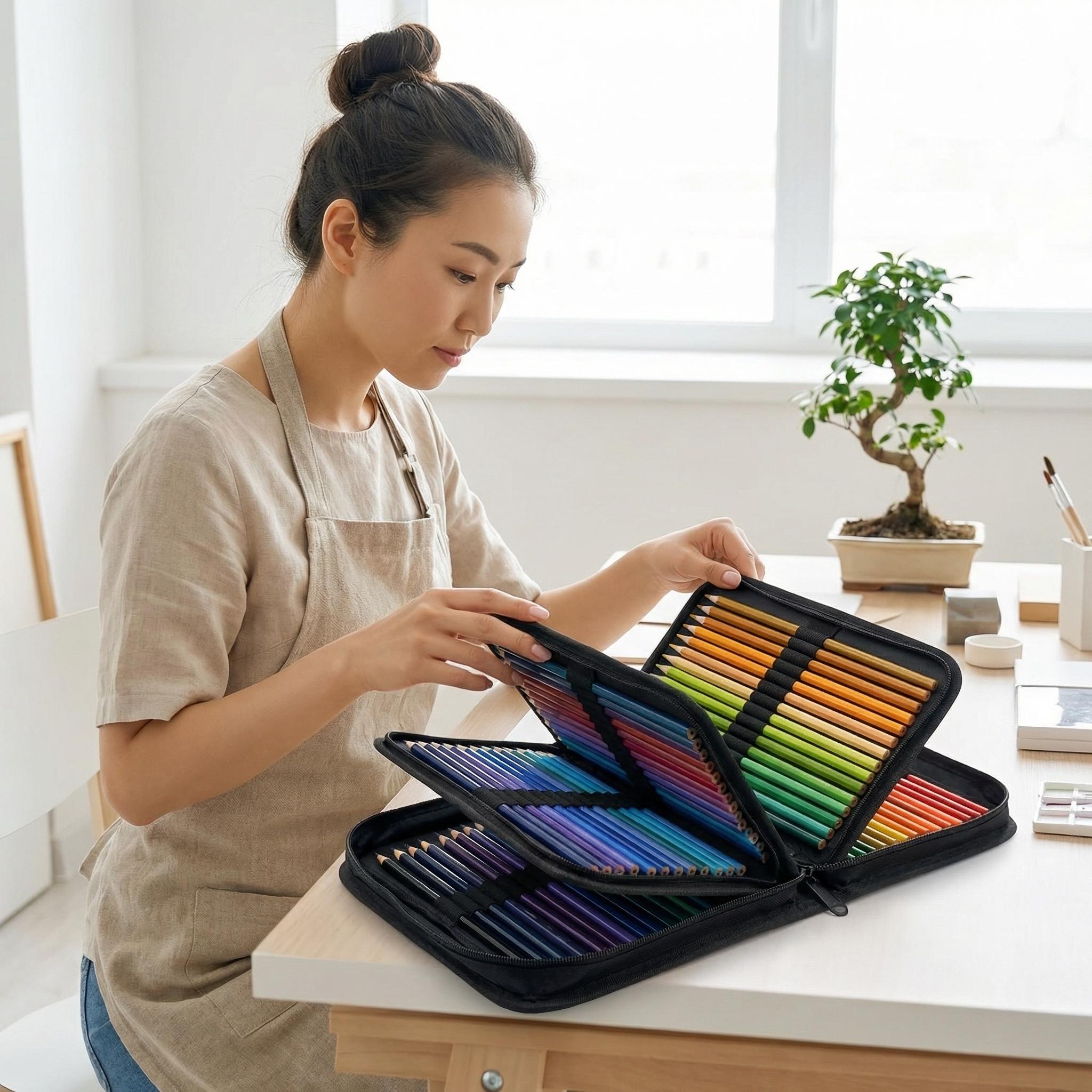 Art Supplies 120 Coloring Pencils Set, Oil-based Colored Cores Stay Sharper, Tougher Against Breakage,For Adult Artists,Colorists, In Zipper Case,for professional artistic use