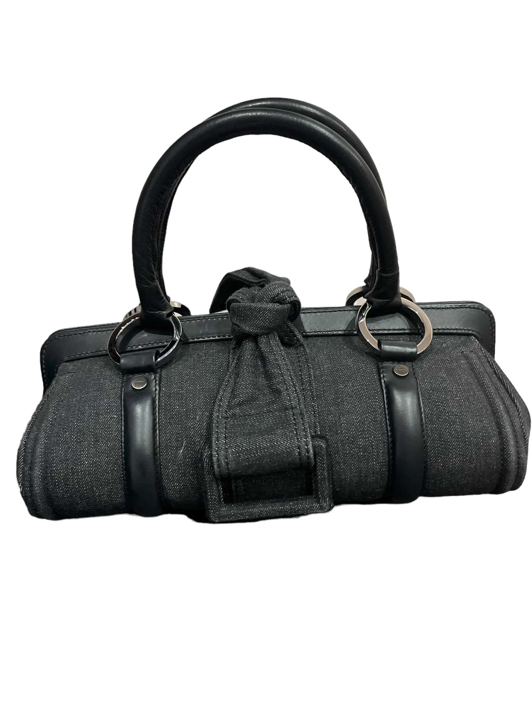 Pre-owned Givenchy Denim Top handle Women's Elegant and Leather Zip Bag