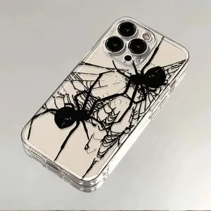 Cool Spider Pattern Phone Cases for iPhone 17 16 15 14 Pro Max 13 12 11 X  XS Plus Smartphone Shockproof Protection Silicone Transparent Cover Cellphone Protective case Aesthetic Resistance Casing Protector Screen Protector