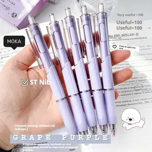 5pcs/box Brush Question Pen St Tip High Aesthetic Smooth Quick-Dry Click Neutral Pen 0.5mm Ink Student Study Stationery