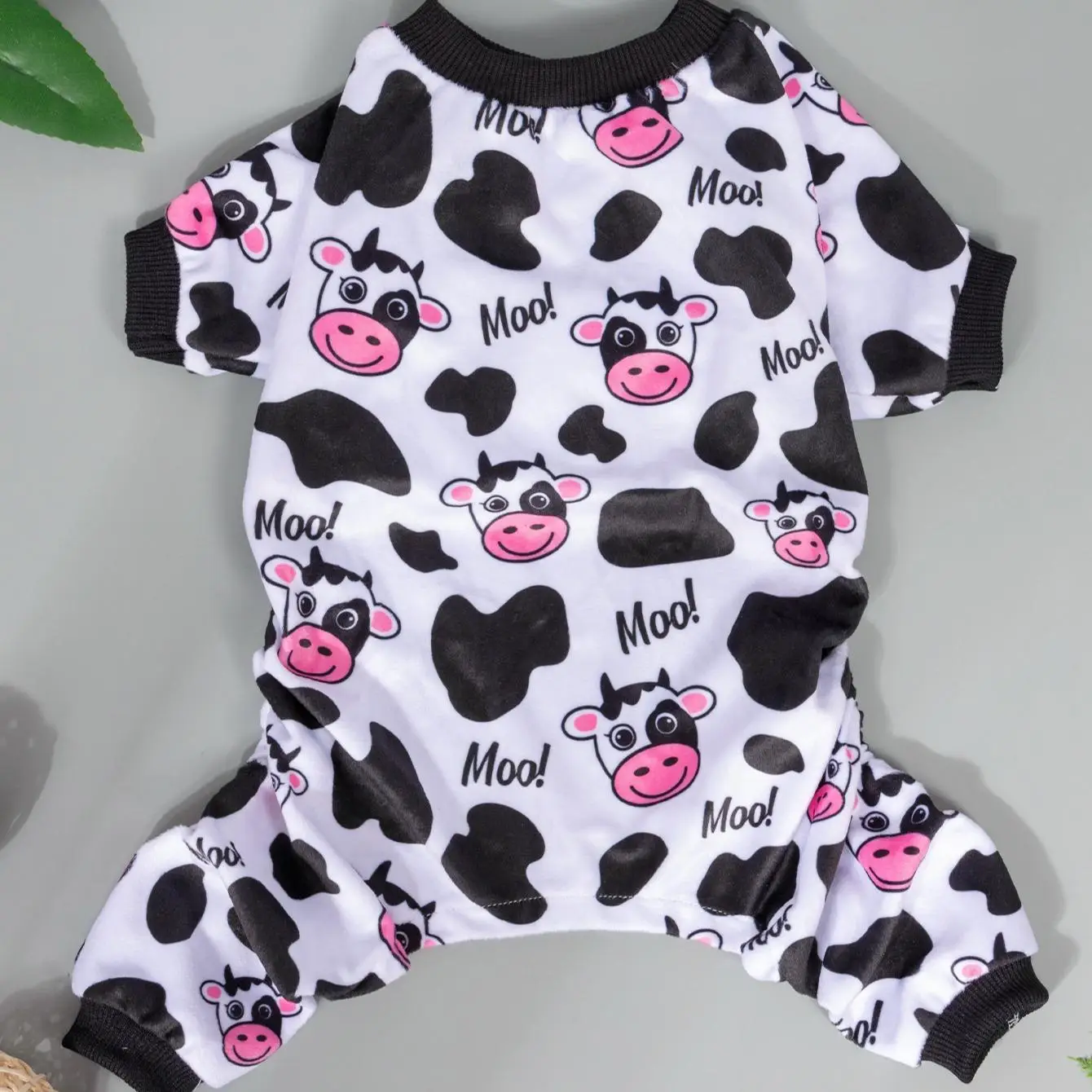 Comfortable Pet Clothes for Dogs Sleepling, Cute Cow Printed Pets Pajama, Soft Pet Clothes for Small Medium Dog, Holiday & Party Decoration Pet Clothe