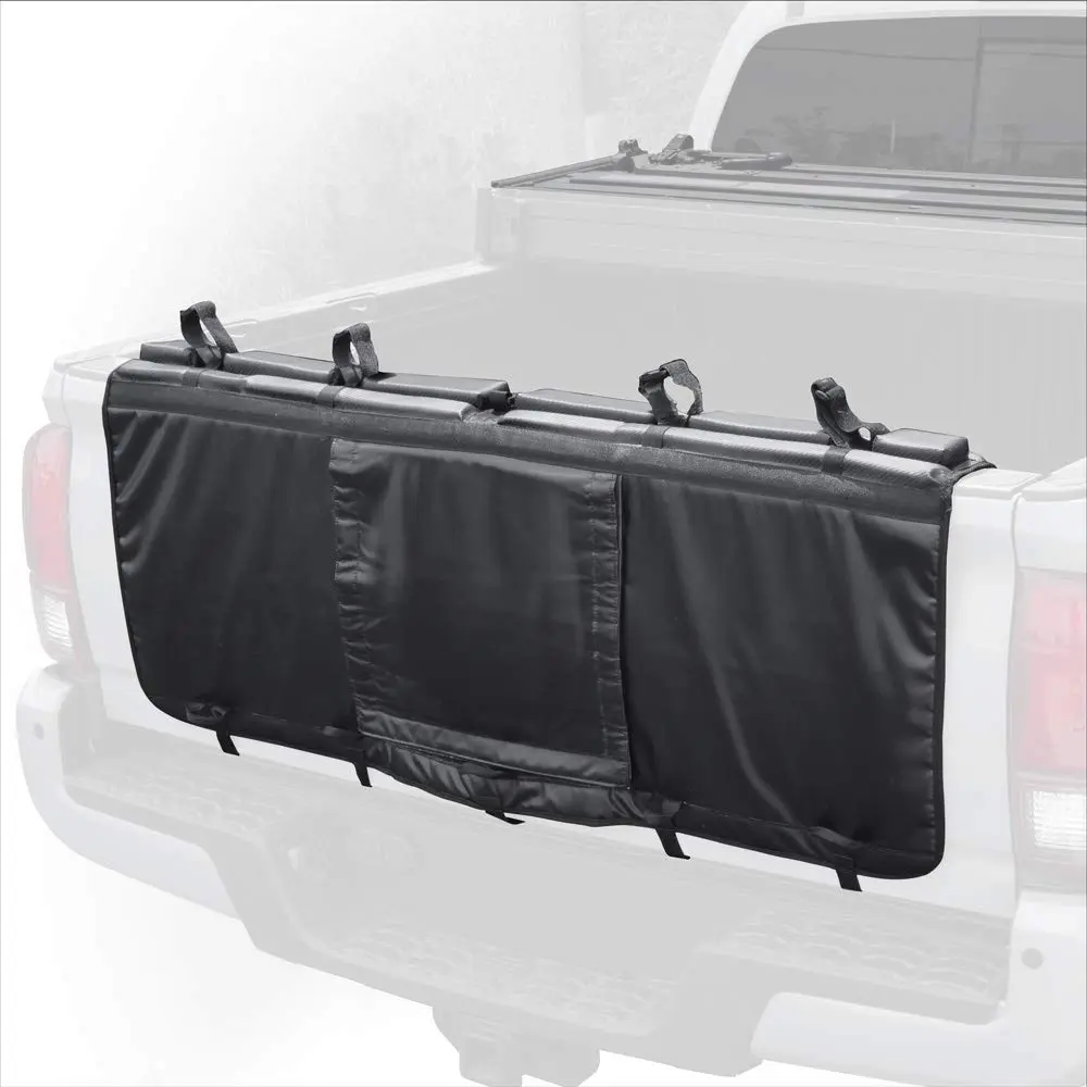 Truck Tailgate Pad for Mountain Bikes Surf Kayak Outdoor Tailgate Protector – Durable 1" Foam Cover with Carbon Fiber Design, Shock Resistant with Handle and Backup Camera Window (48 inch x 18 inch)