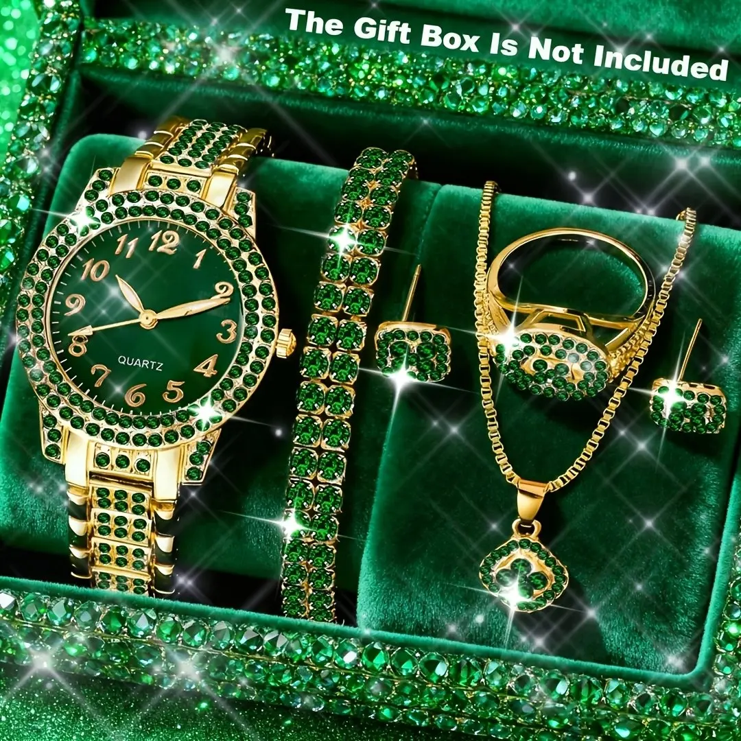 6pcs Latest Luxury, Elegant and Colorful Women's Quartz Watch+ Versatile Accessory Set, the Best Choice for Valentine's Day and  Gifts Eid Al Adha [Middle East Orientation]