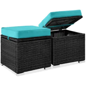 Best Choice Products Set of 2 Wicker Ottomans, Multipurpose Furniture w/ Removable Cushions, Steel Frame